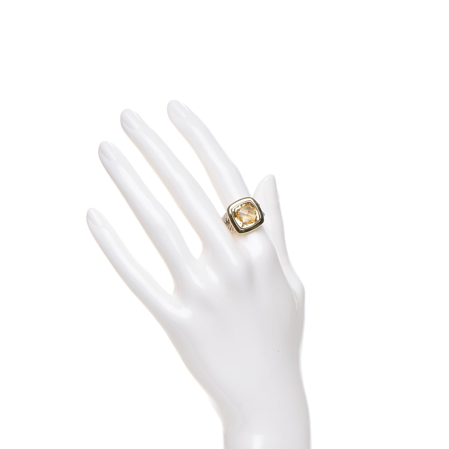 Sterling Silver 18K Yellow Gold Champagne Citrine 11mm Albion Ring 52 6
