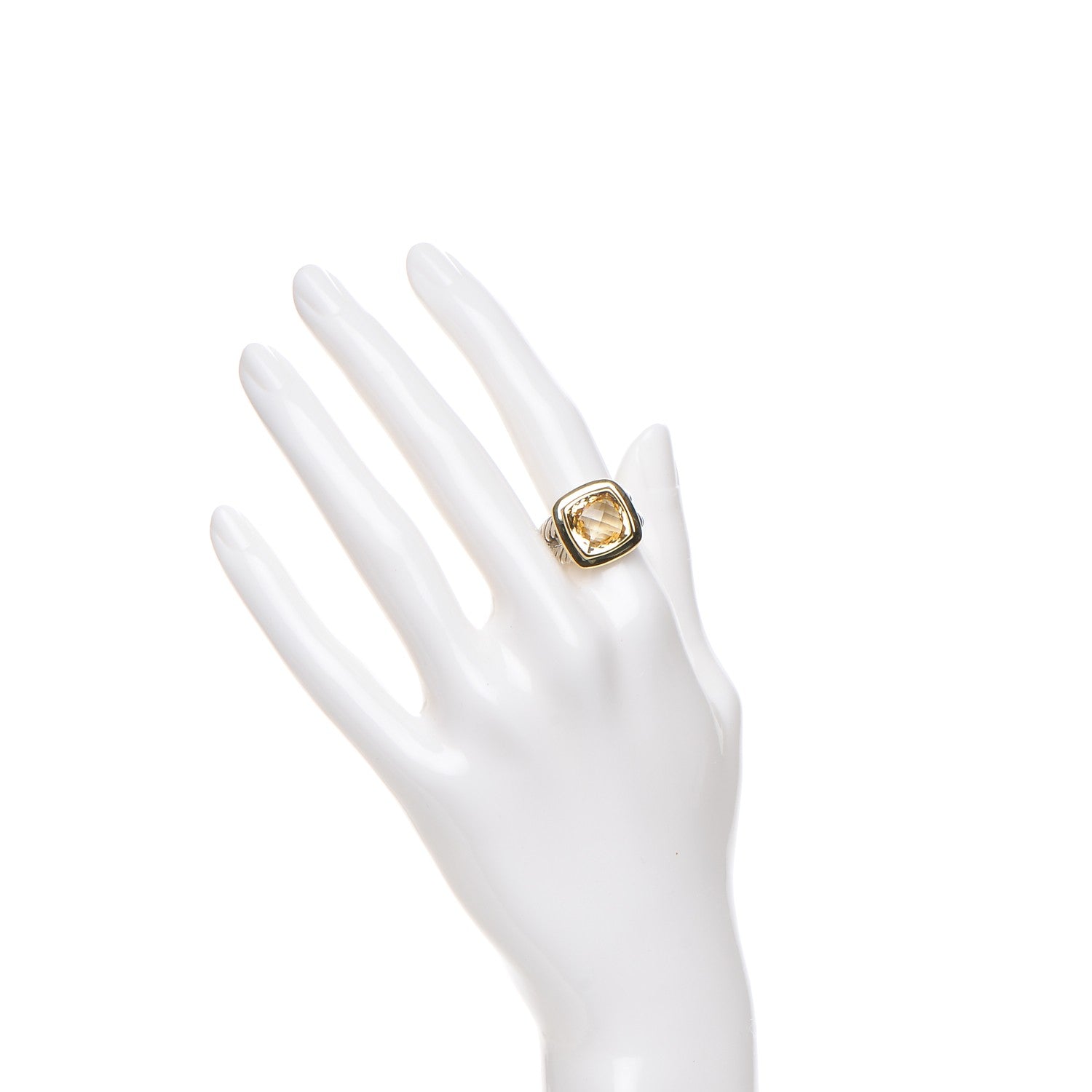 David Yurman Sterling Silver 18K Yellow Gold Champagne Citrine 11mm Albion Ring 52 6 2 of 7