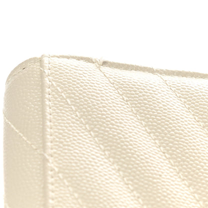 Saint Laurent Grain De Poudre Matelasse Chevron Monogram Envelope Clutch Blanc Vintage 9 of 11