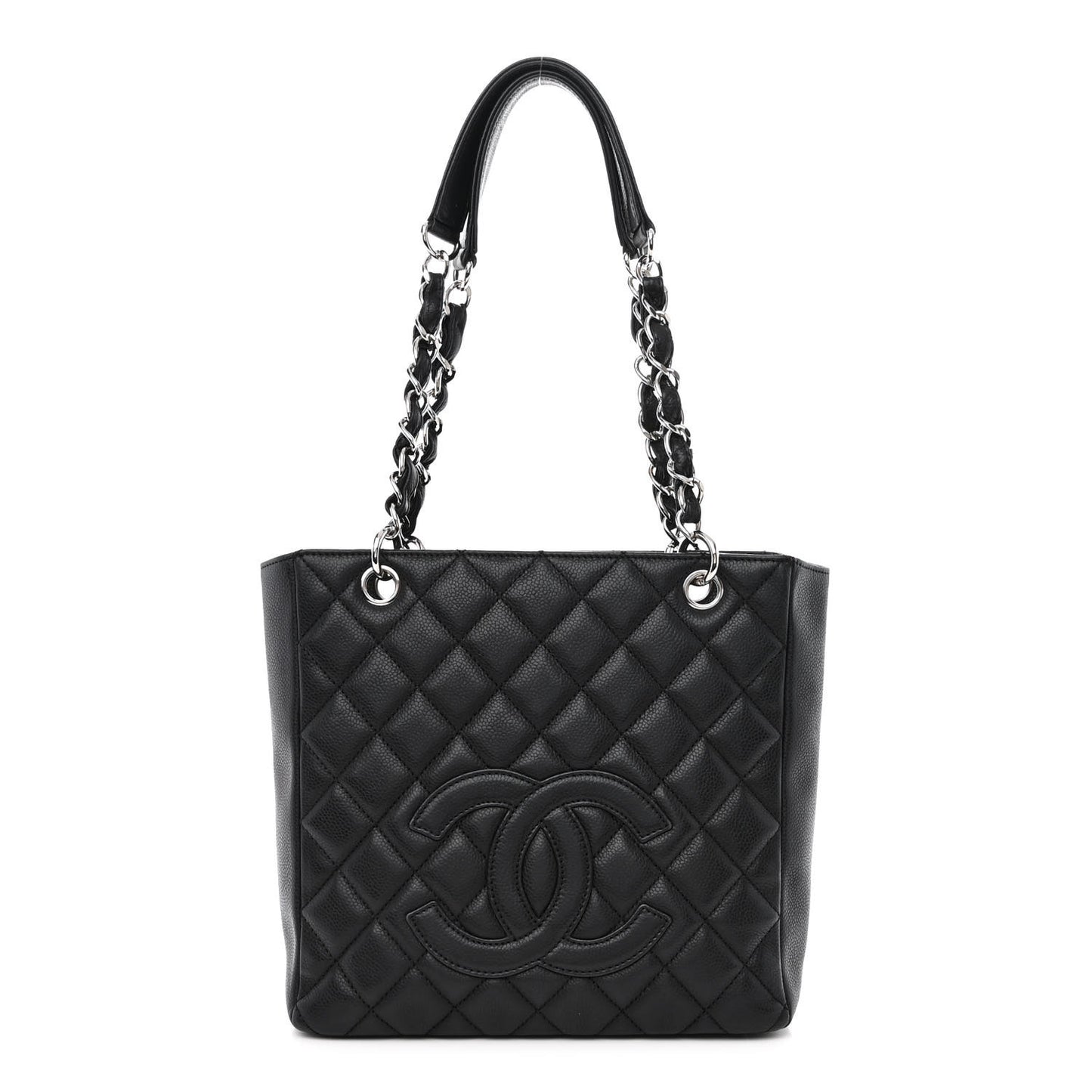 Caviar Quilted Petit Shopping Tote PST Black