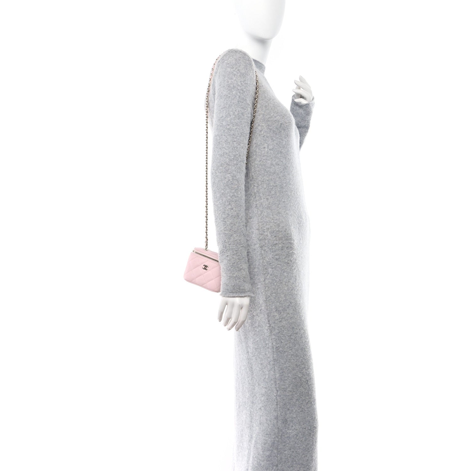 Chanel Caviar Quilted Mini Vanity Case With Chain Pink 2 of 11