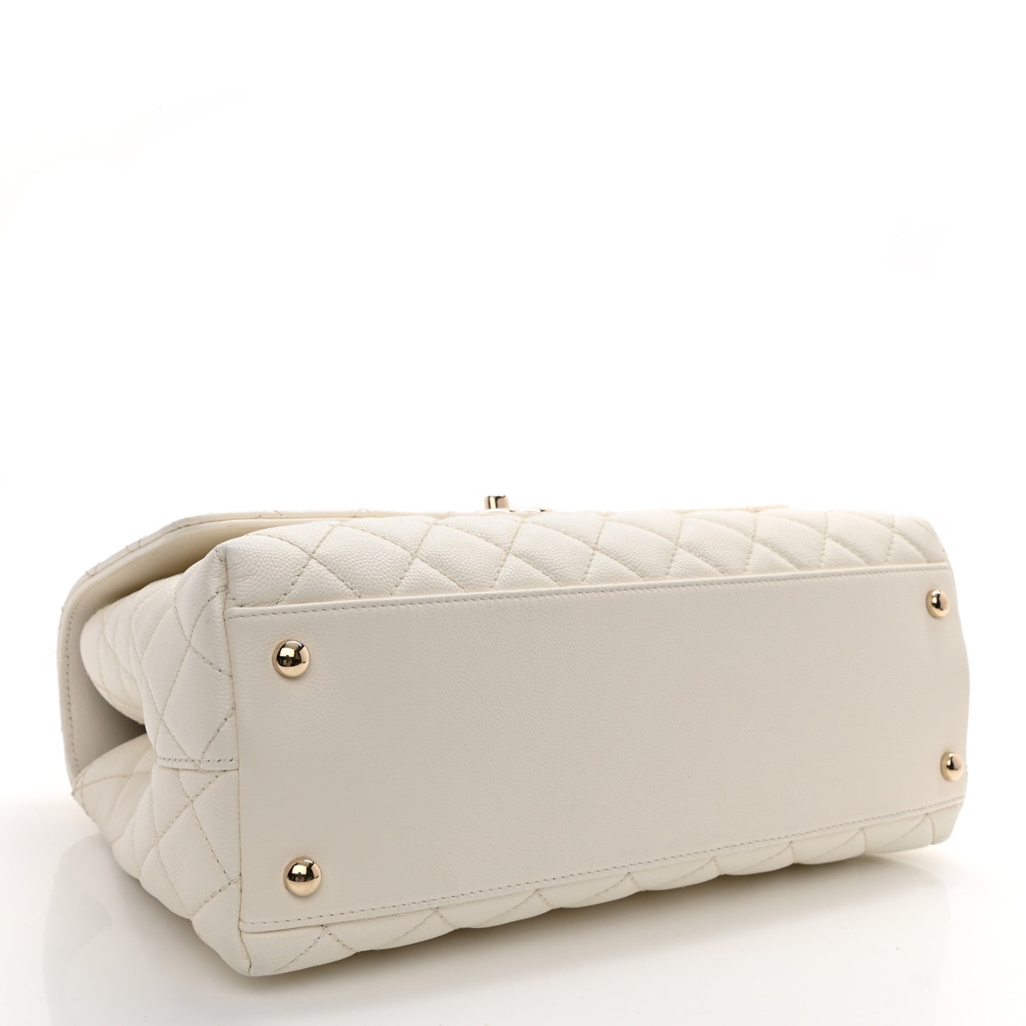 Caviar Quilted Small Coco Handle Flap White