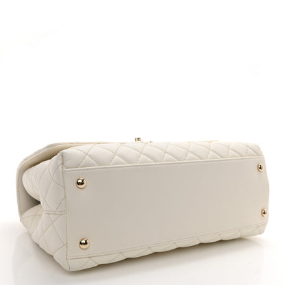 Chanel Caviar Quilted Small Coco Handle Flap White 7 of 17