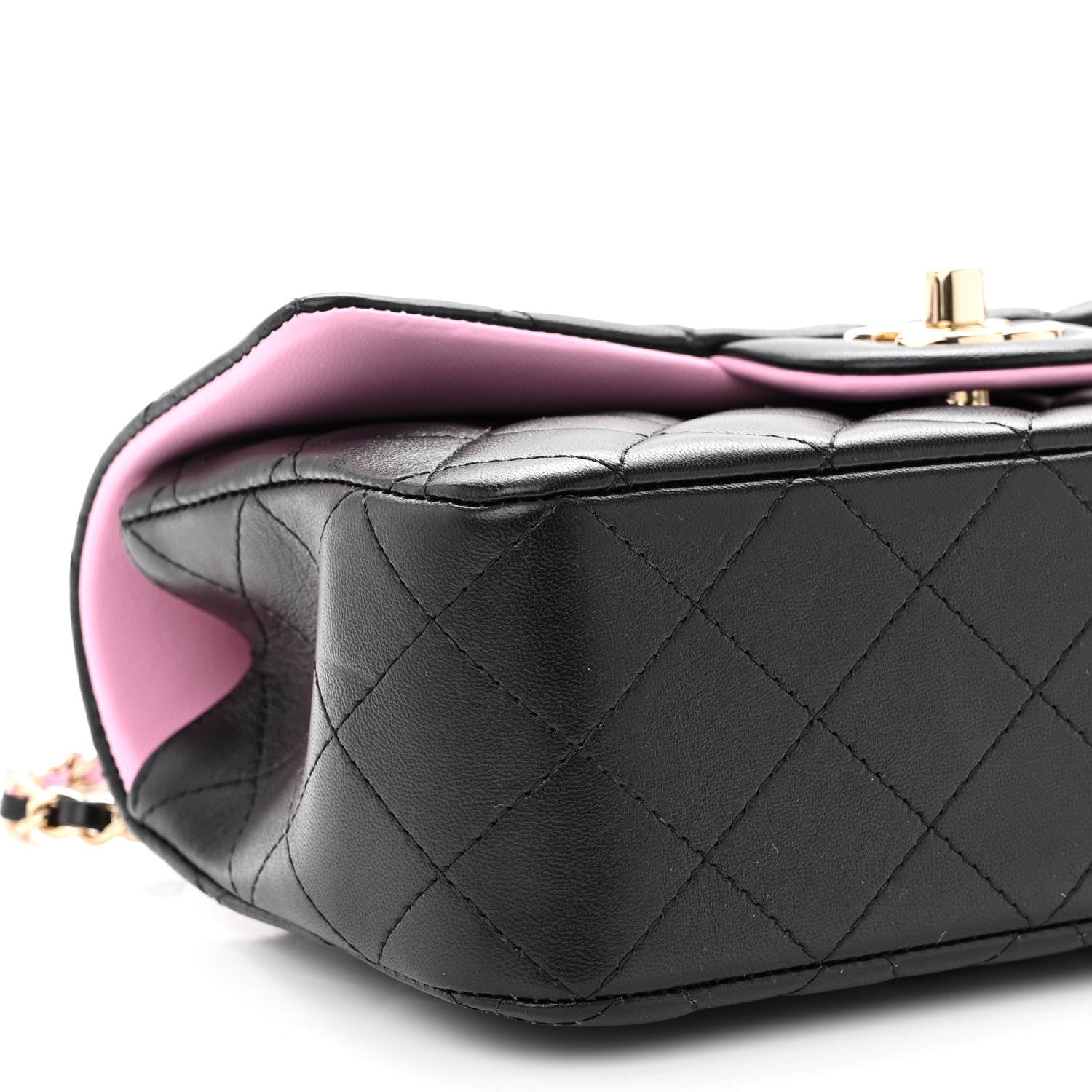 Chanel Lambskin Quilted Bi-Color Mini Top Handle Rectangular Flap Black Lilac 9 of 10