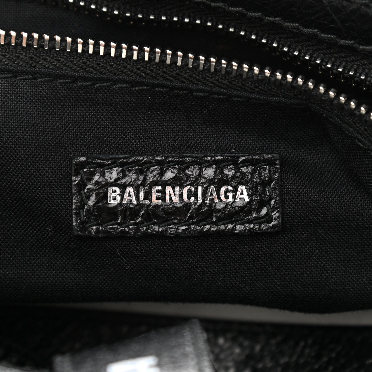 Balenciaga Agneau Classic Silver Hardware S City Logo Strap Black White 5 of 9
