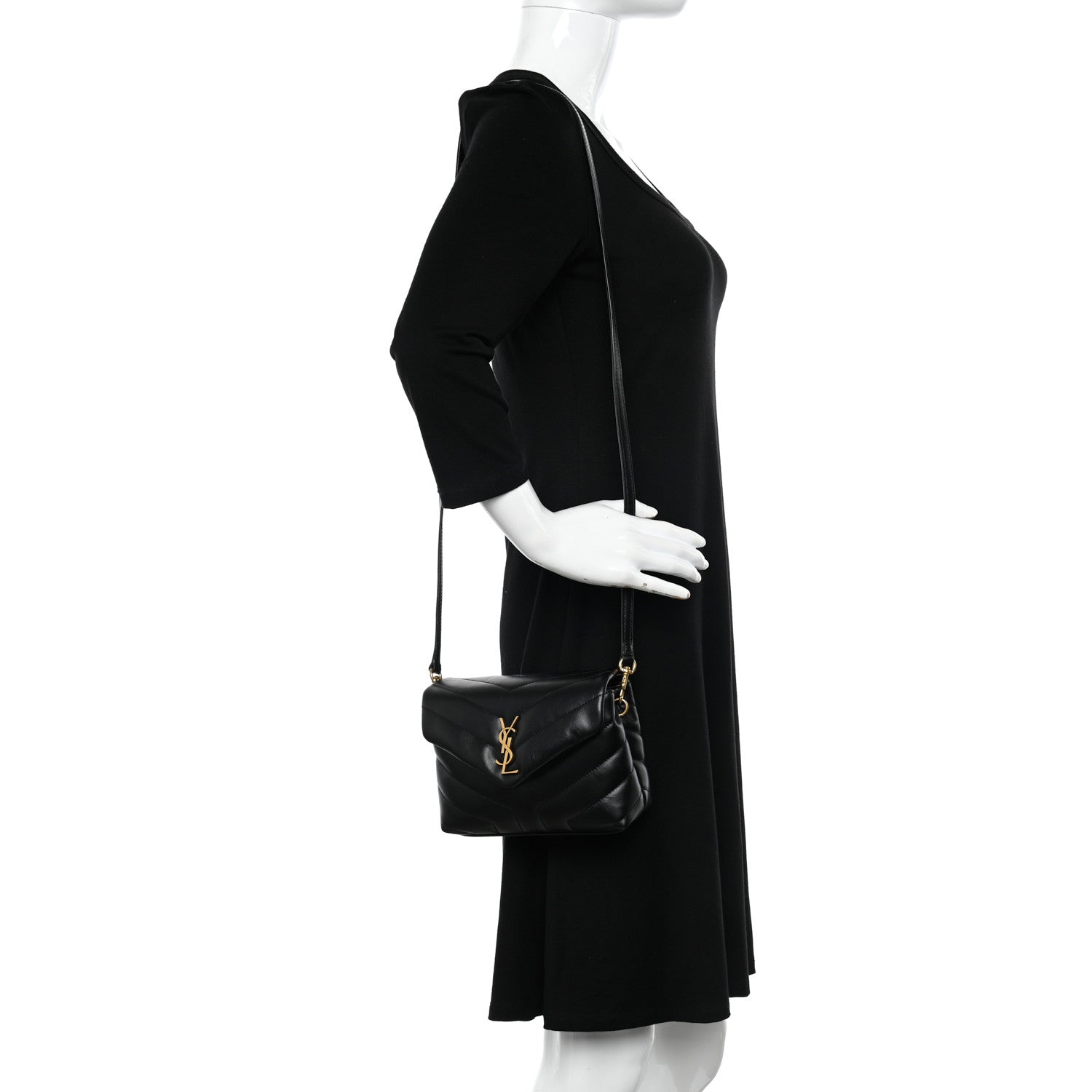 Saint Laurent Calfskin Y Quilted Monogram Toy Loulou Crossbody Bag Black 2 of 11