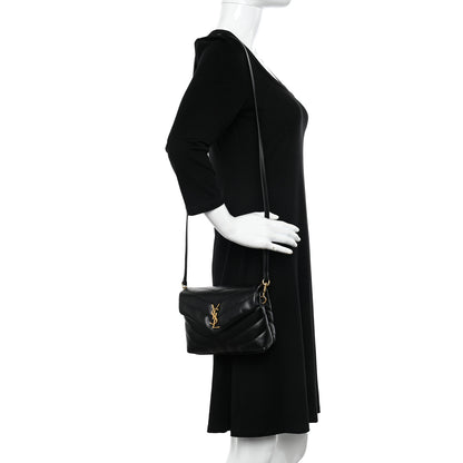 Saint Laurent Calfskin Y Quilted Monogram Toy Loulou Crossbody Bag Black 2 of 11