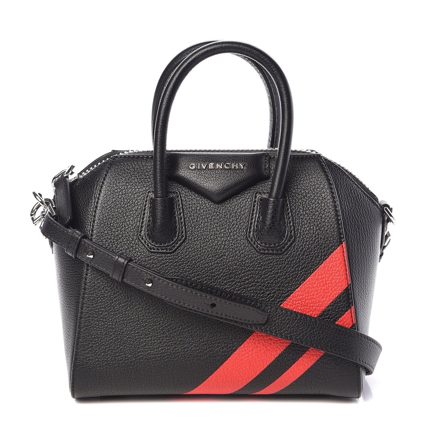 Sugar Goatskin Striped Mini Antigona Black