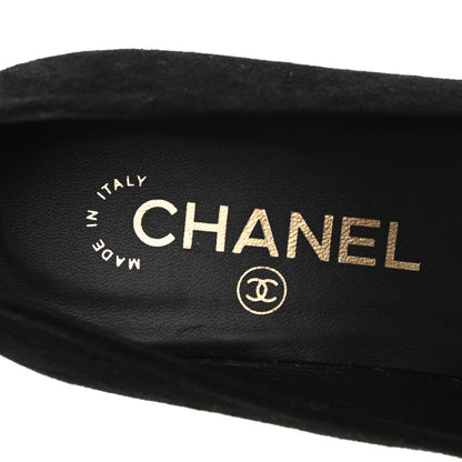 Chanel Suede Pearl Grosgrain Pumps 38 Black 6 of 10