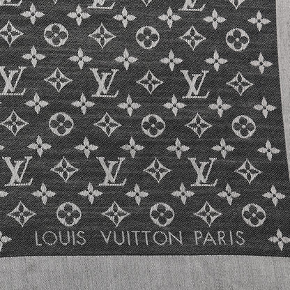 Louis Vuitton Wool Silk Monogram Denim Shawl Black 3 of 6