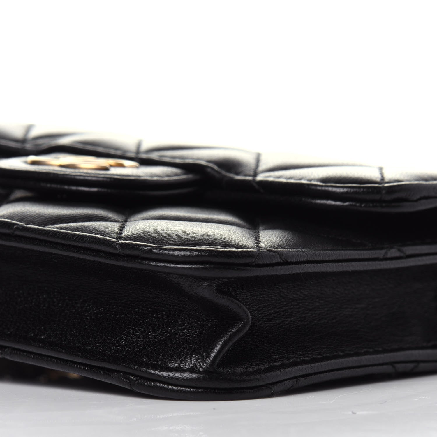 Chanel Lambskin Quilted Top Handle Flap Coin Purse With Chain Black 10 of 12