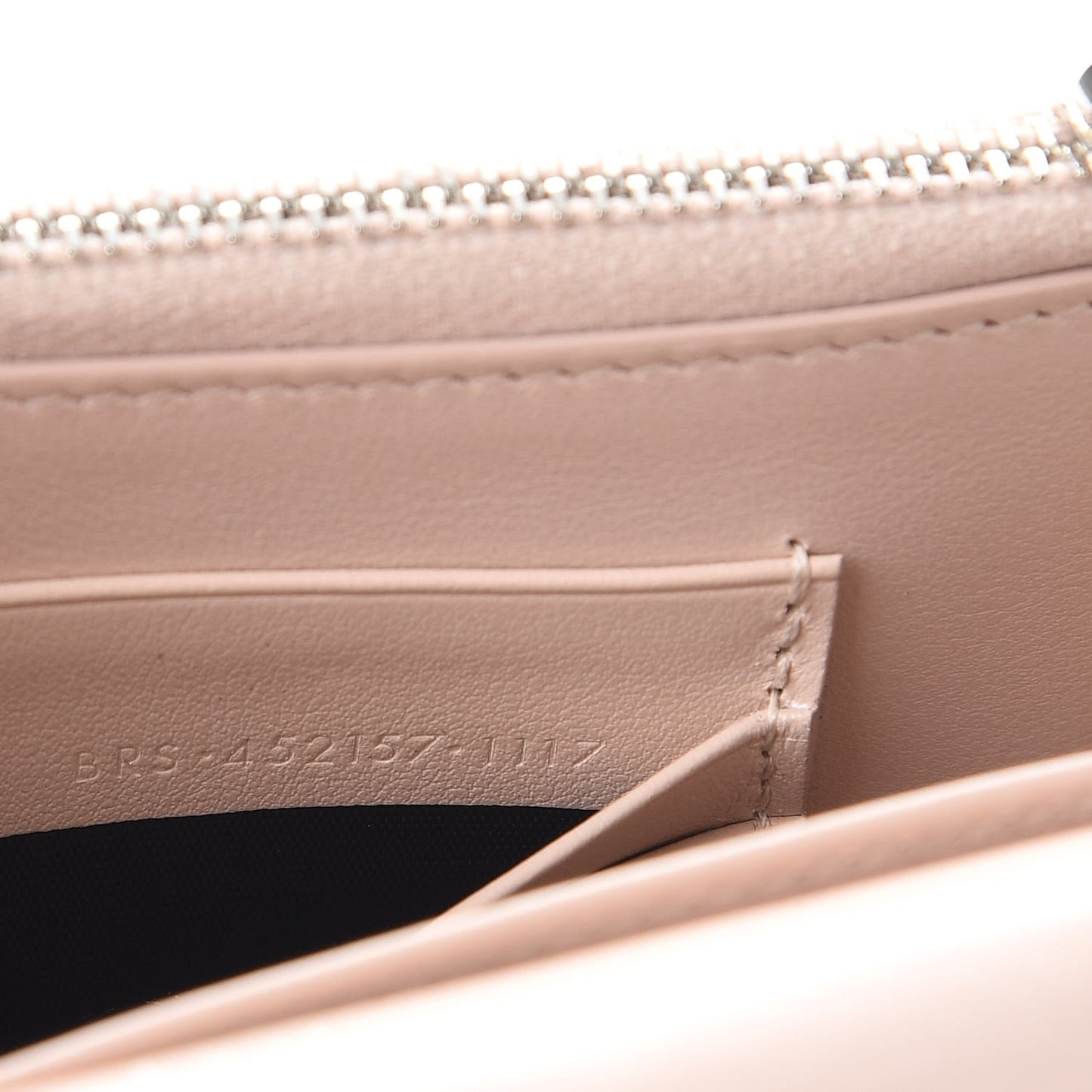 Calfskin Crocodile Embossed Monogram Sunset Chain Wallet Soft Nude