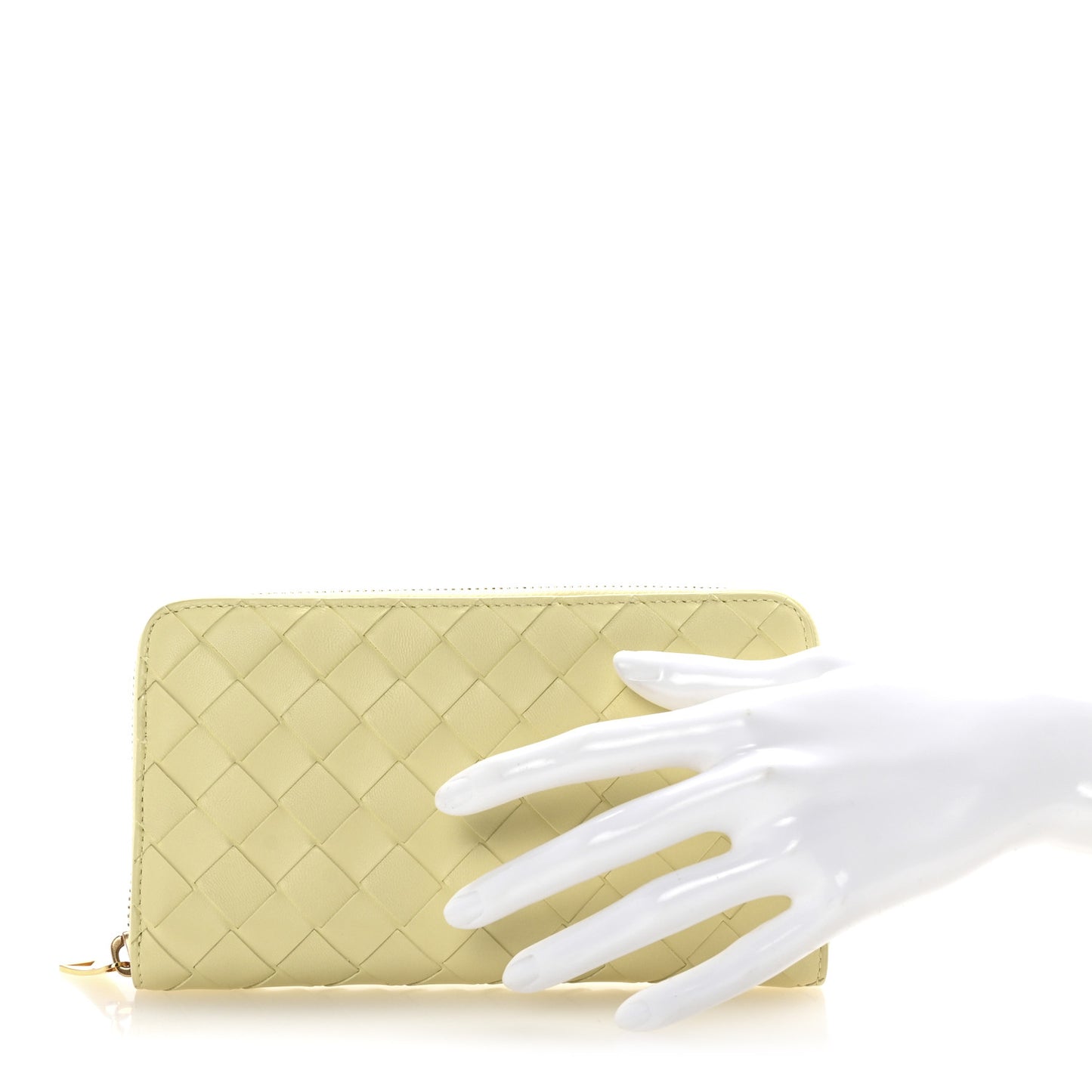 Nappa Intrecciato Zip Around Wallet Ice Cream