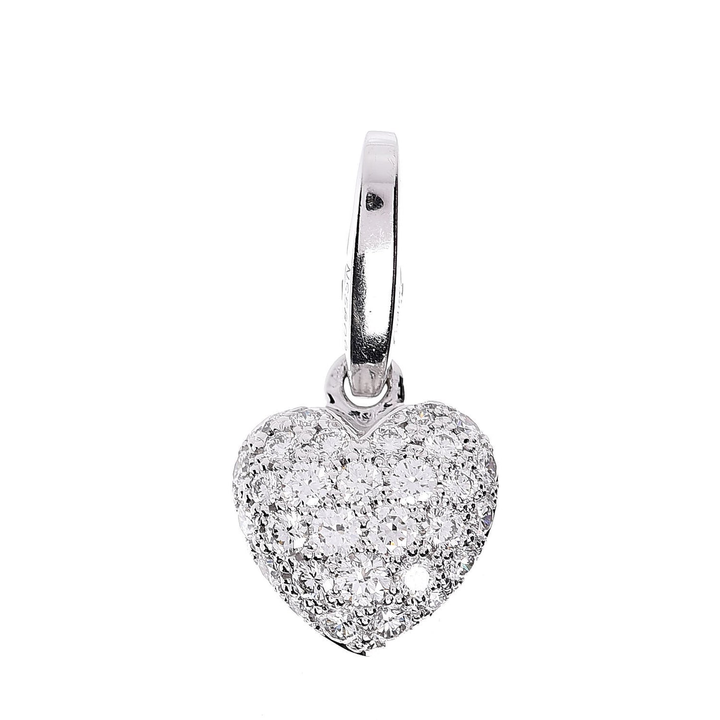 18K White Gold Diamond Heart Charm Pendant