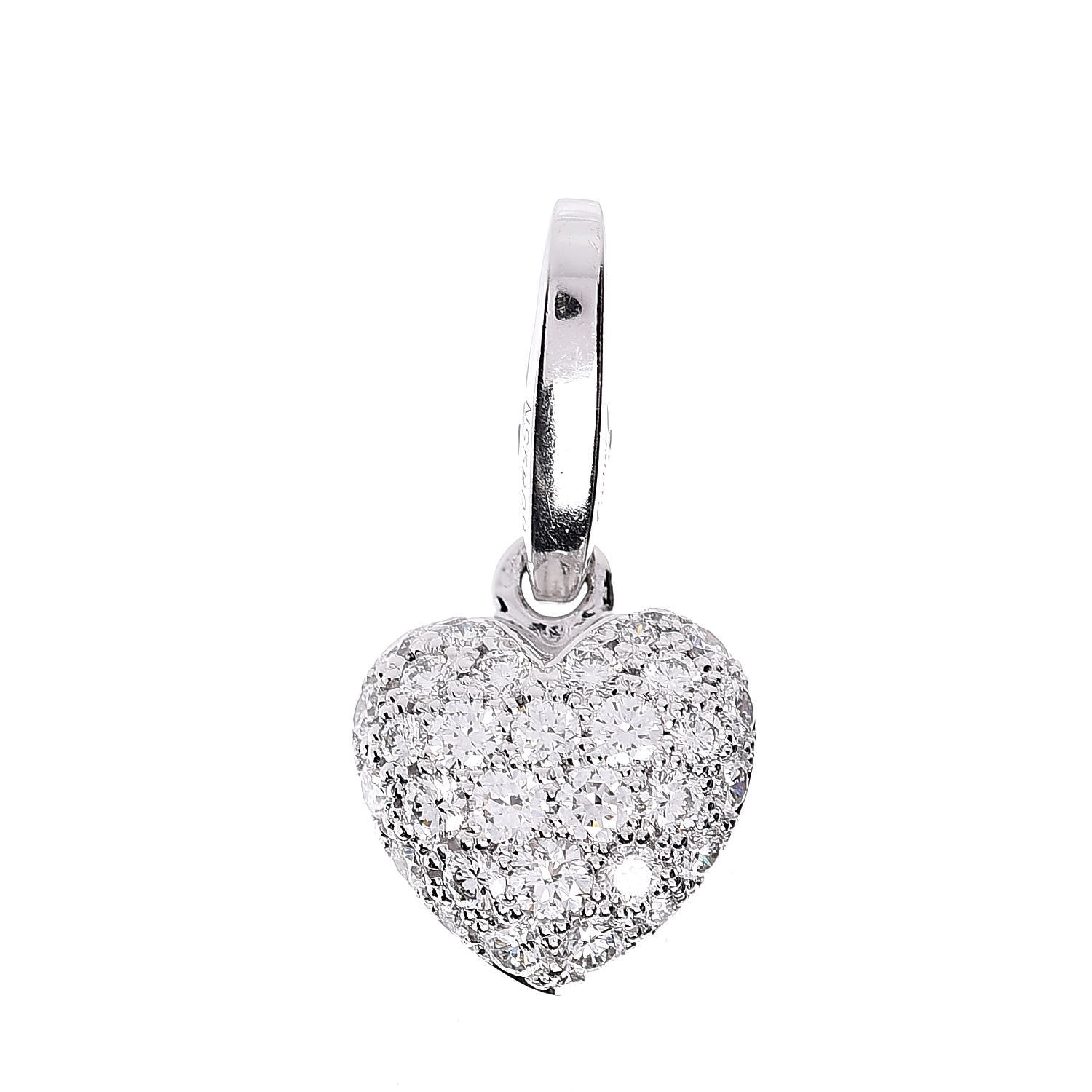 Cartier 18K White Gold Diamond Heart Charm Pendant 1 of 3