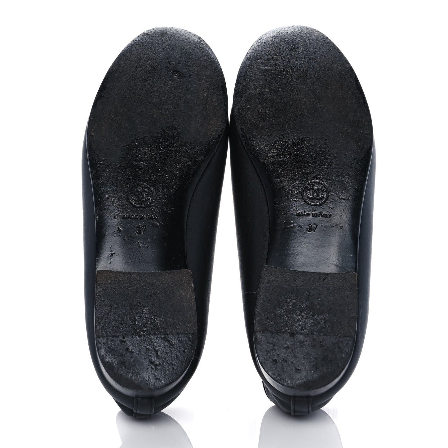 Lambskin CC Cap Toe Ballerina Flats 37 Black Navy