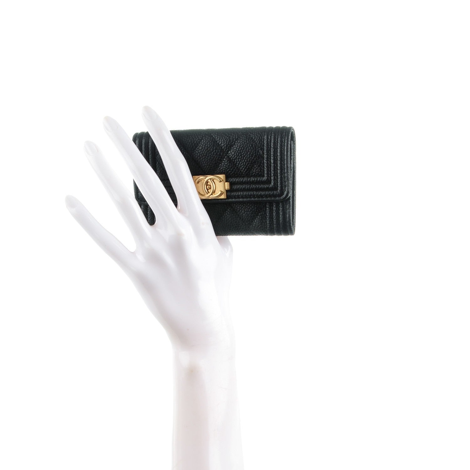 Chanel Caviar Quilted Boy Card Holder Wallet Black 2 of 8