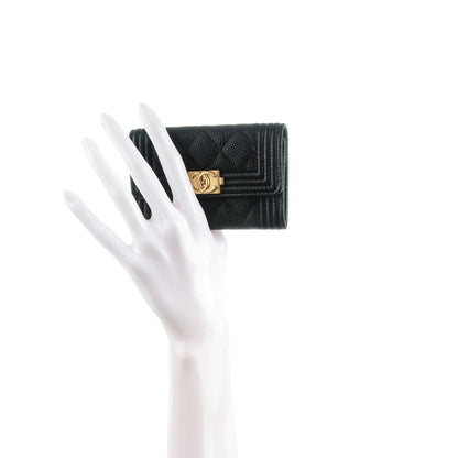 Chanel Caviar Quilted Boy Card Holder Wallet Black 2 of 8
