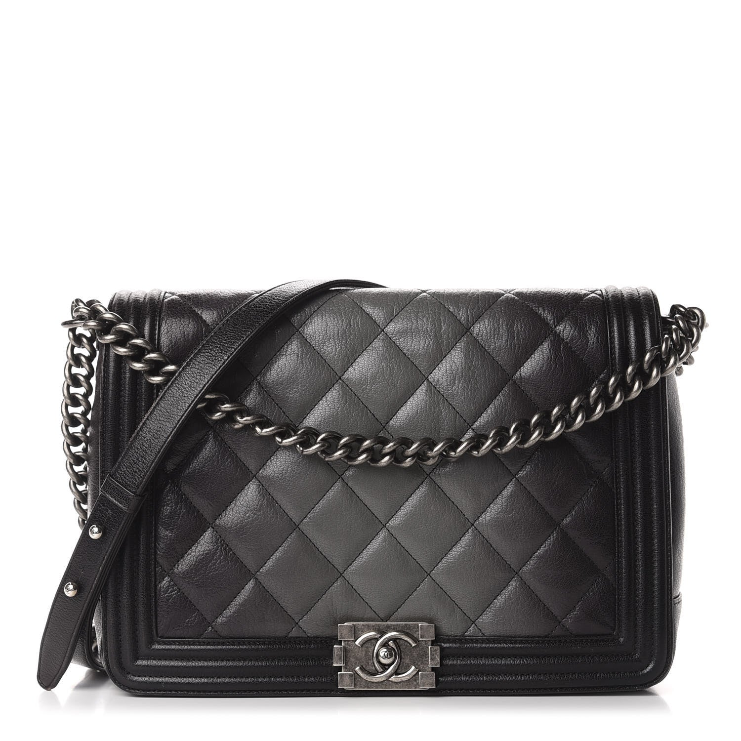 Chanel Goatskin Ombre Faded Quilted Large Boy Flap Grey 1 of 12