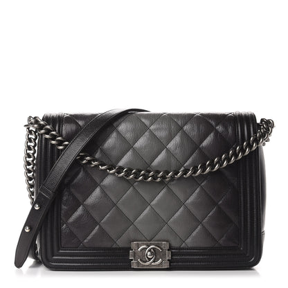 Chanel Goatskin Ombre Faded Quilted Large Boy Flap Grey 1 of 12