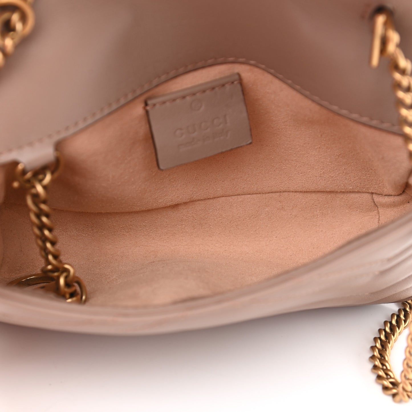 Calfskin Matelasse Super Mini GG Marmont Shoulder Bag Porcelain Rose