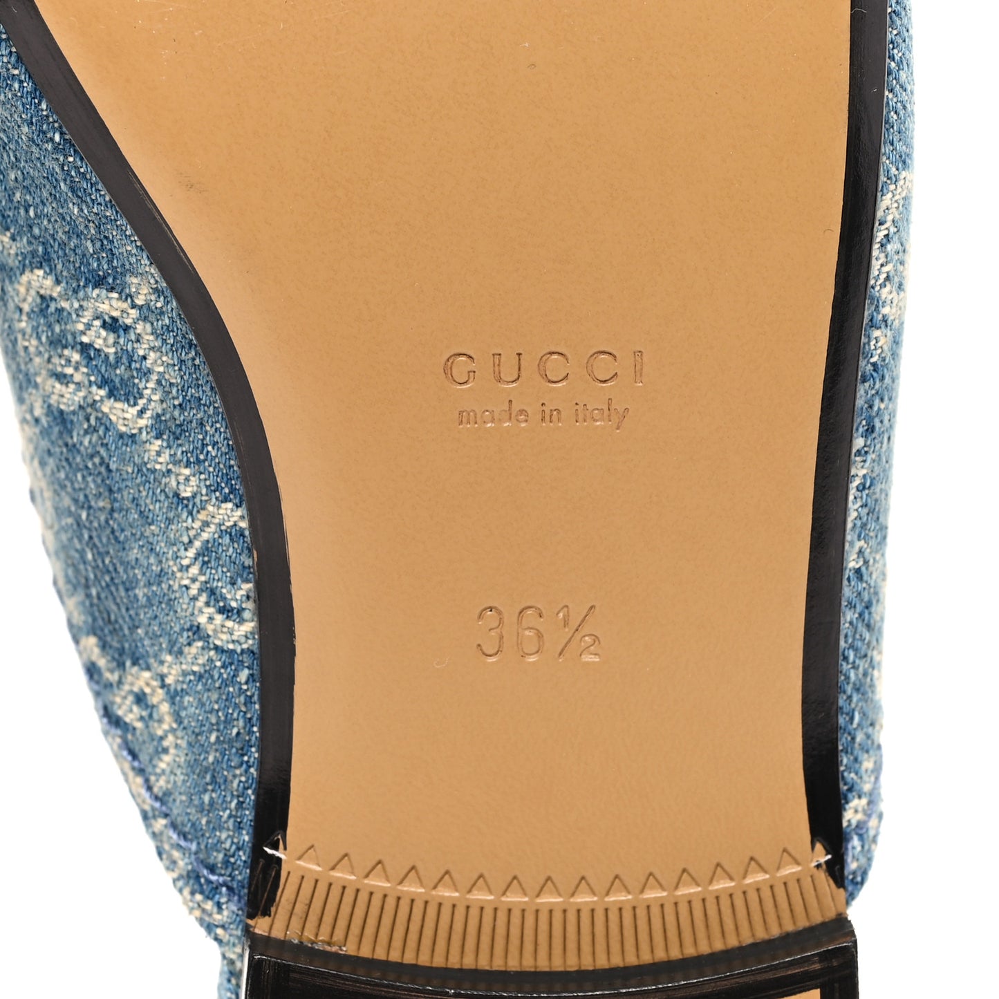 New Denim GG Malaga Kid Womens Princetown Slippers 36.5 Light Blue Royale