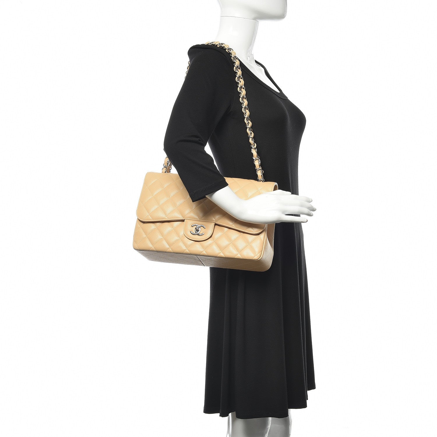 Chanel Caviar Quilted Jumbo Double Flap Beige Clair 2 of 10