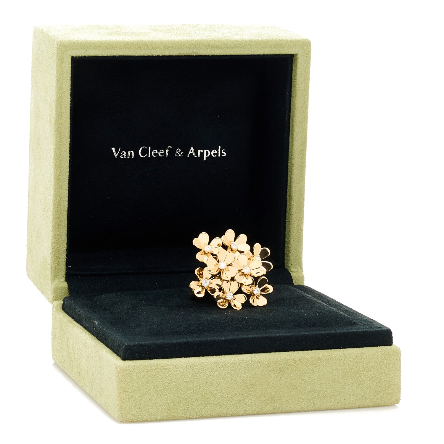 Van Cleef & Arpels 18K Yellow Gold Diamond Frivole 8 Flowers Ring 55 7.25 6 of 6