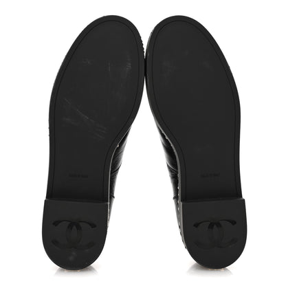 Chanel Shiny Crumpled Lambskin CC Lace Up Oxfords 41 Black 6 of 9