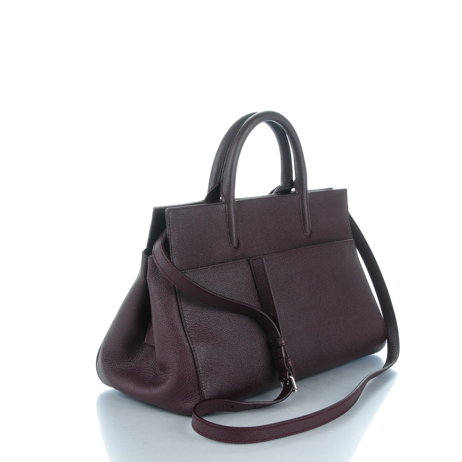Saint Laurent Grained Calfskin Small Rive Gauche Cabas Amaranto 3 of 7