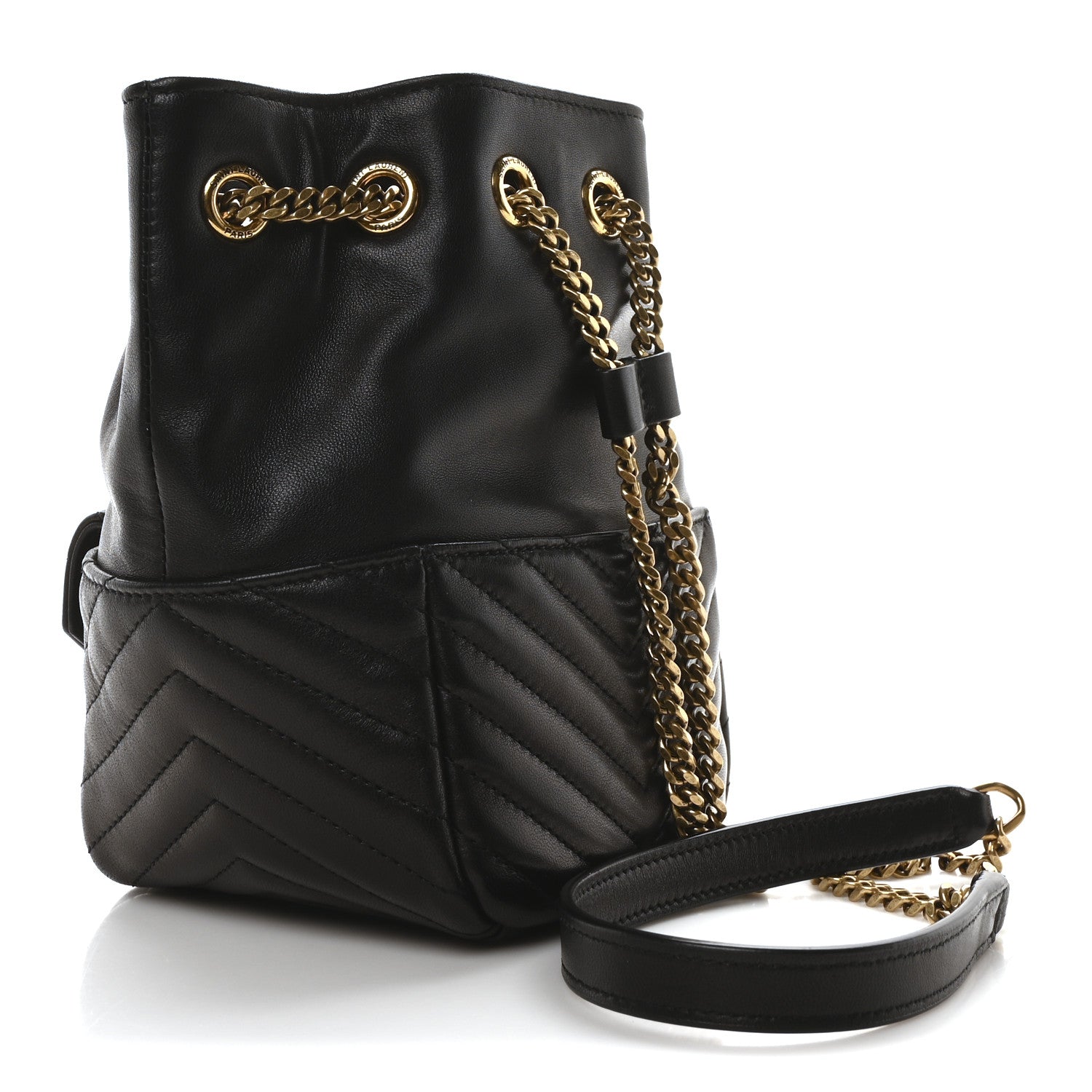 Saint Laurent Lambskin Matelasse Monogram Joe Nano Bucket Bag Black 3 of 10