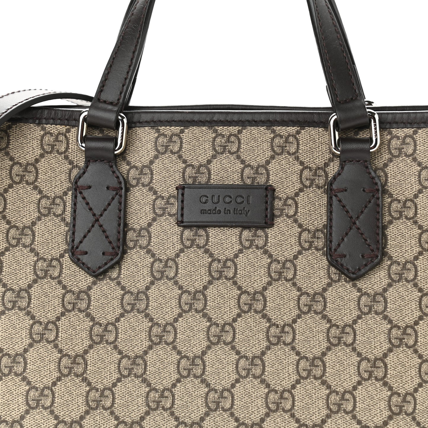 GG Supreme Monogram Small Zippered Tote Dark Brown