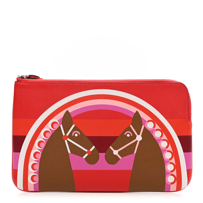 Hermes Swift Printed Rainbow Love Carre Long Pocket Pouch Rouge Coeur Alezan 1 of 8