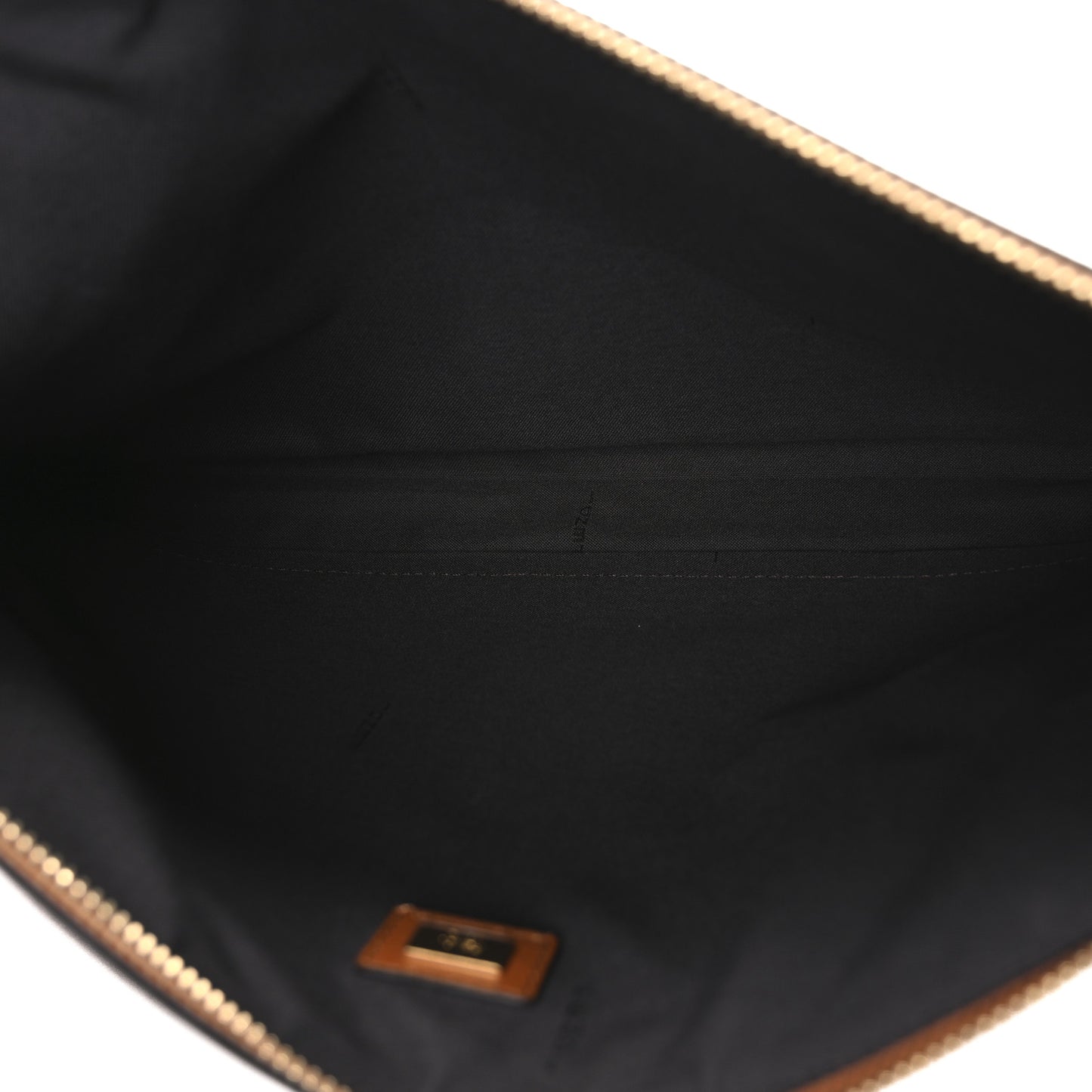 Vitello King Logo Embossed Large Flat Pouch Cuoio
