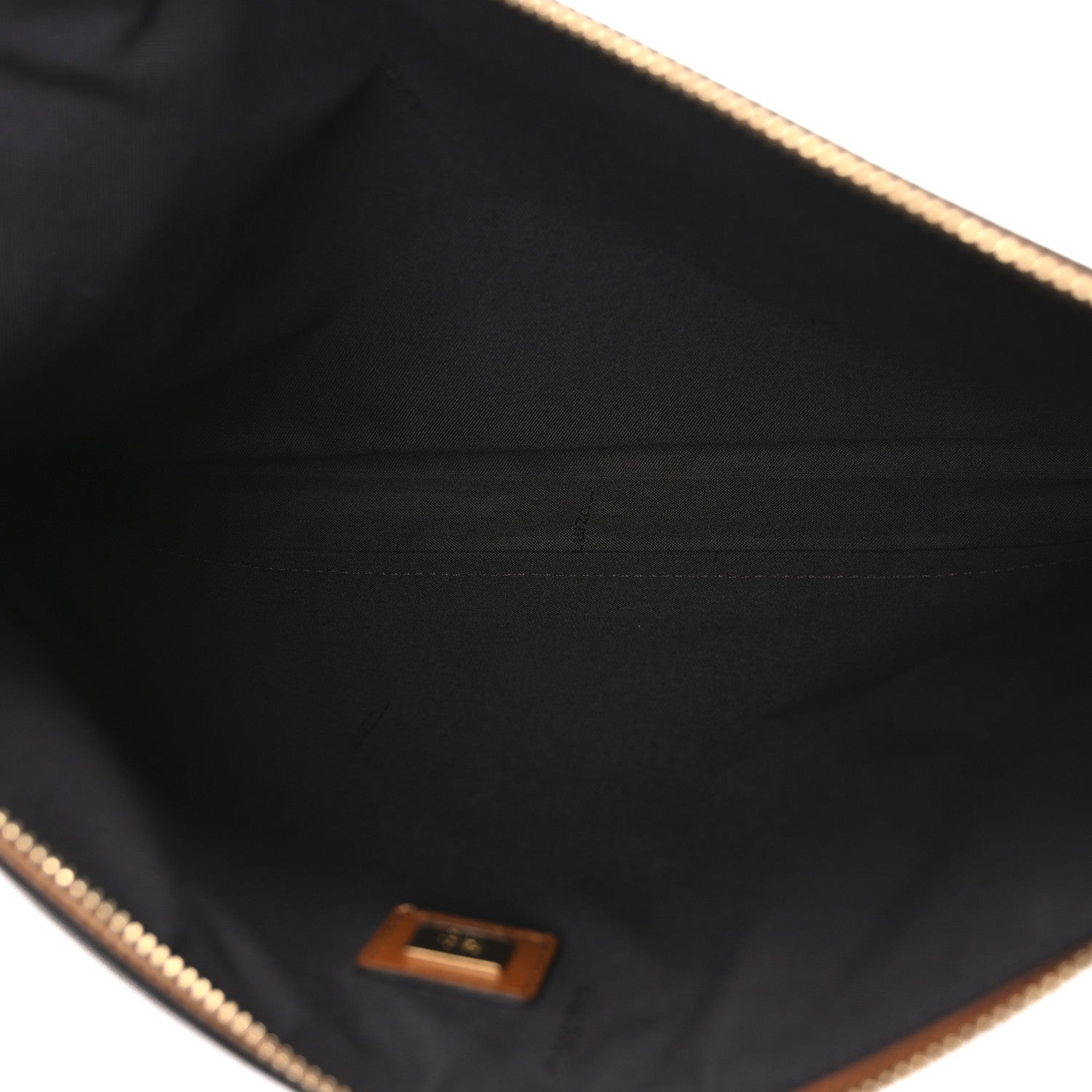 Fendi Vitello King Logo Embossed Large Flat Pouch Cuoio 4 of 6
