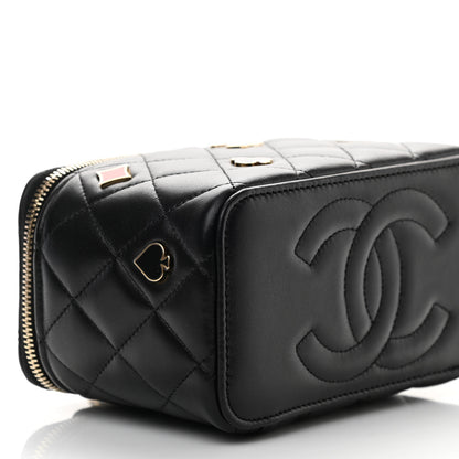 Chanel Lambskin Quilted Enamel Coco Casino Small Vanity Case With Chain Black 9 of 10