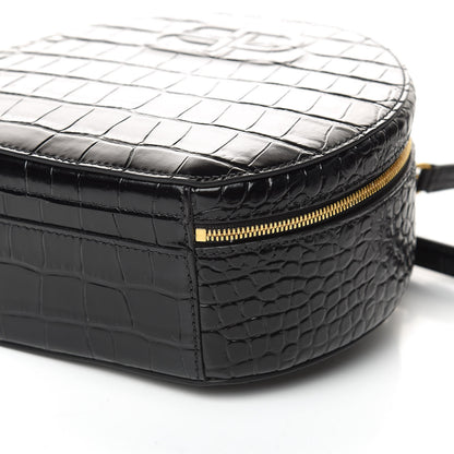 Balenciaga Calfskin Crocodile Embossed Vanity Round Bag XS Black 8 of 9