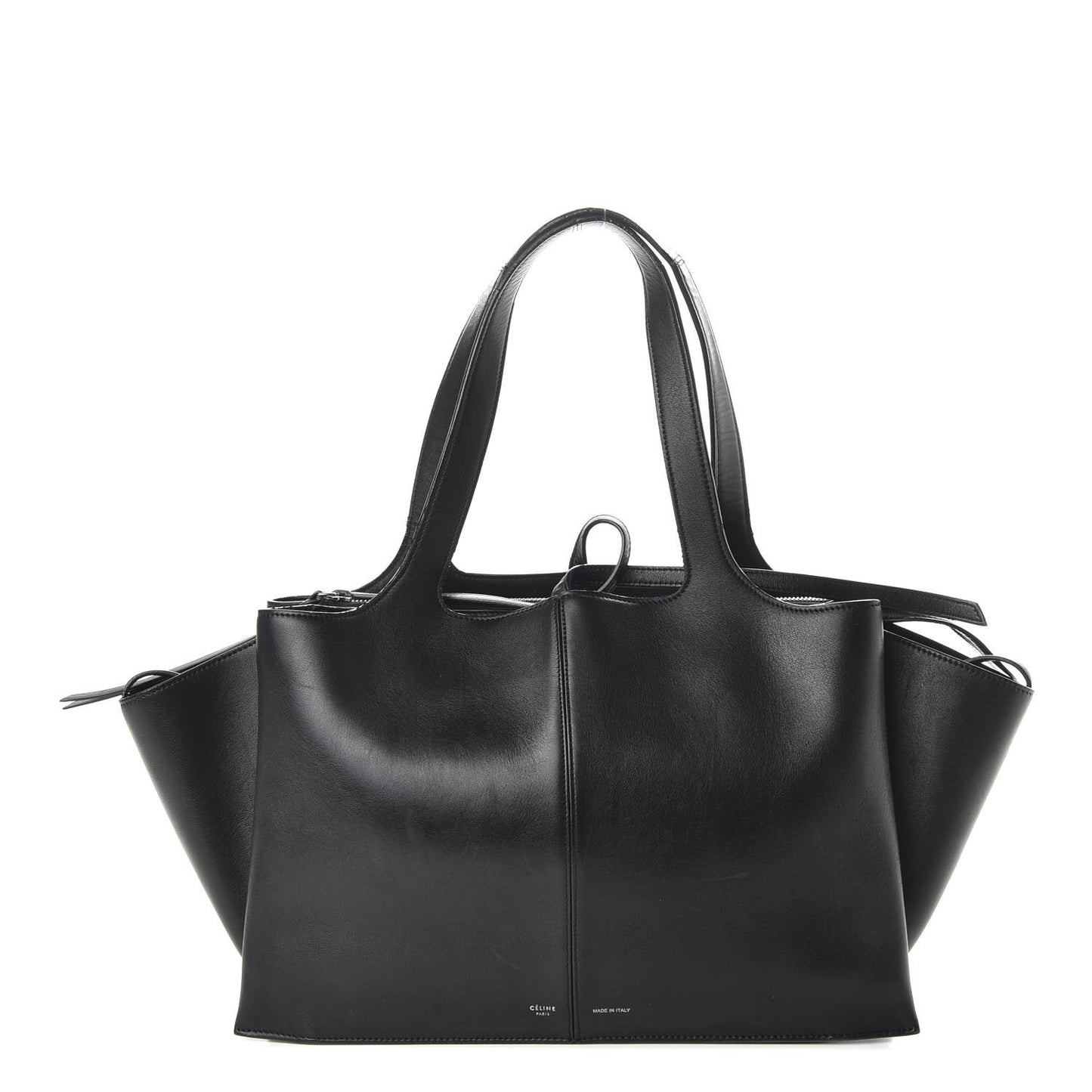 Supple Natural Calfskin Medium Tri-Fold Bag Black