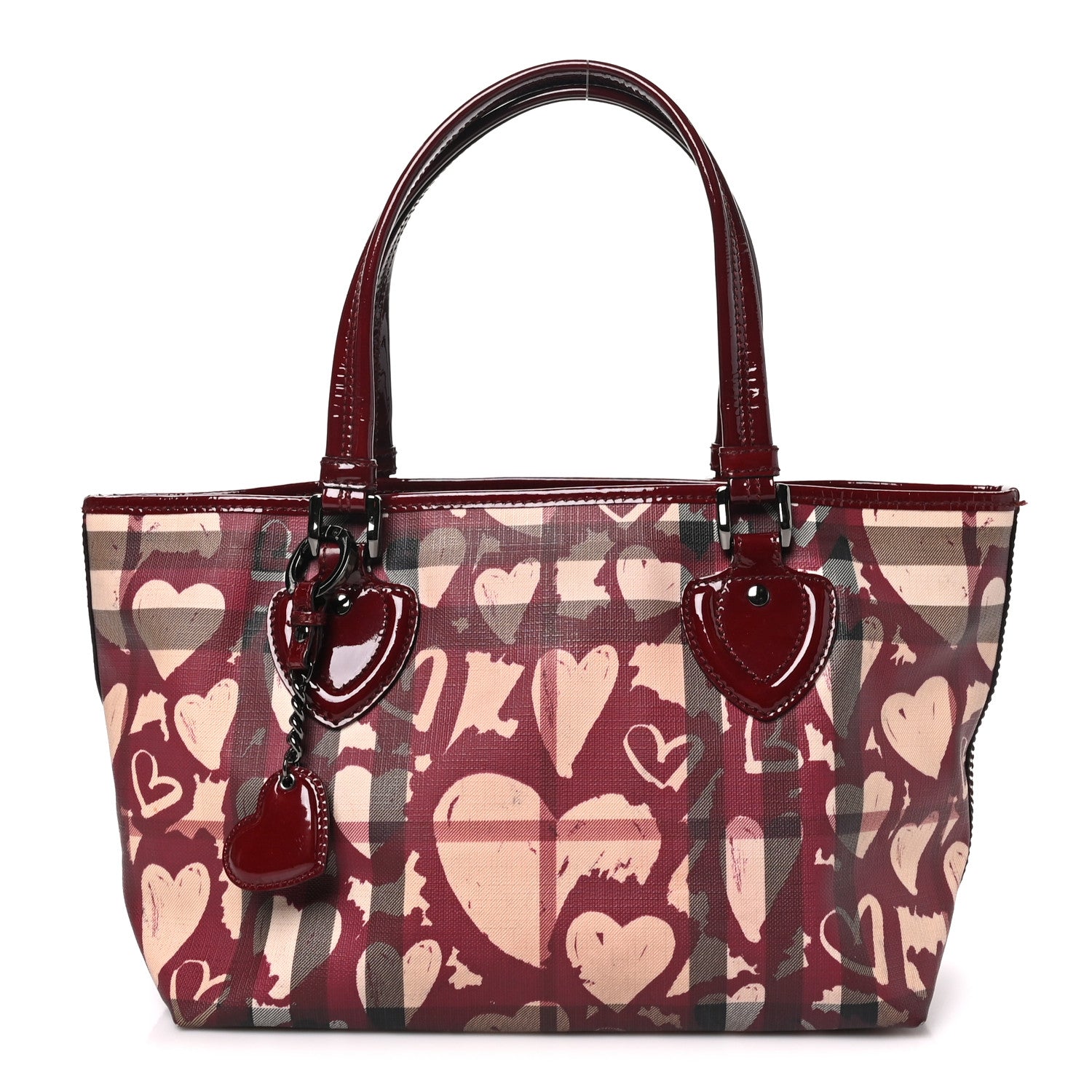 Burberry Nova Check Heart Print Tote Berry 1 of 11