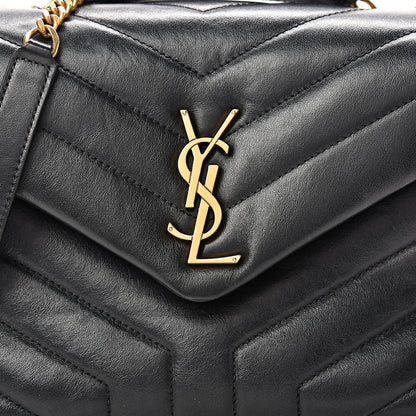 Saint Laurent Calfskin Y Quilted Monogram Small Loulou Chain Satchel Black 7 of 12