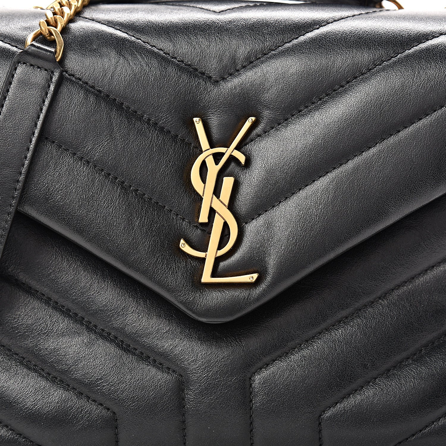 Saint Laurent Calfskin Y Quilted Monogram Small Loulou Chain Satchel Black 7 of 12