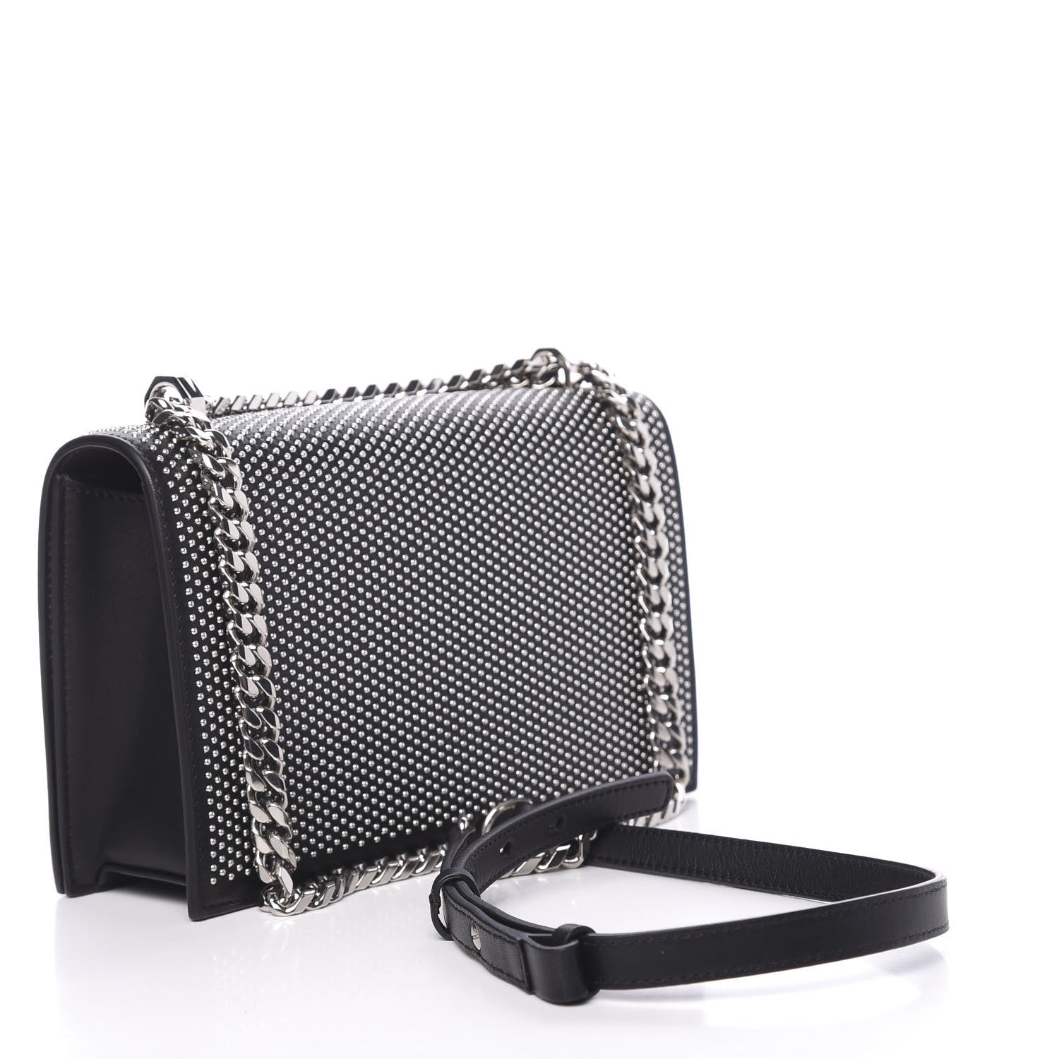 Alexander McQueen Calfskin Studded Knuckle Crossbody Bag Black 3 of 10
