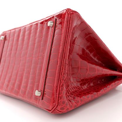 Hermes Shiny Porosus Crocodile Birkin 35 Rouge Casaque 10 of 11
