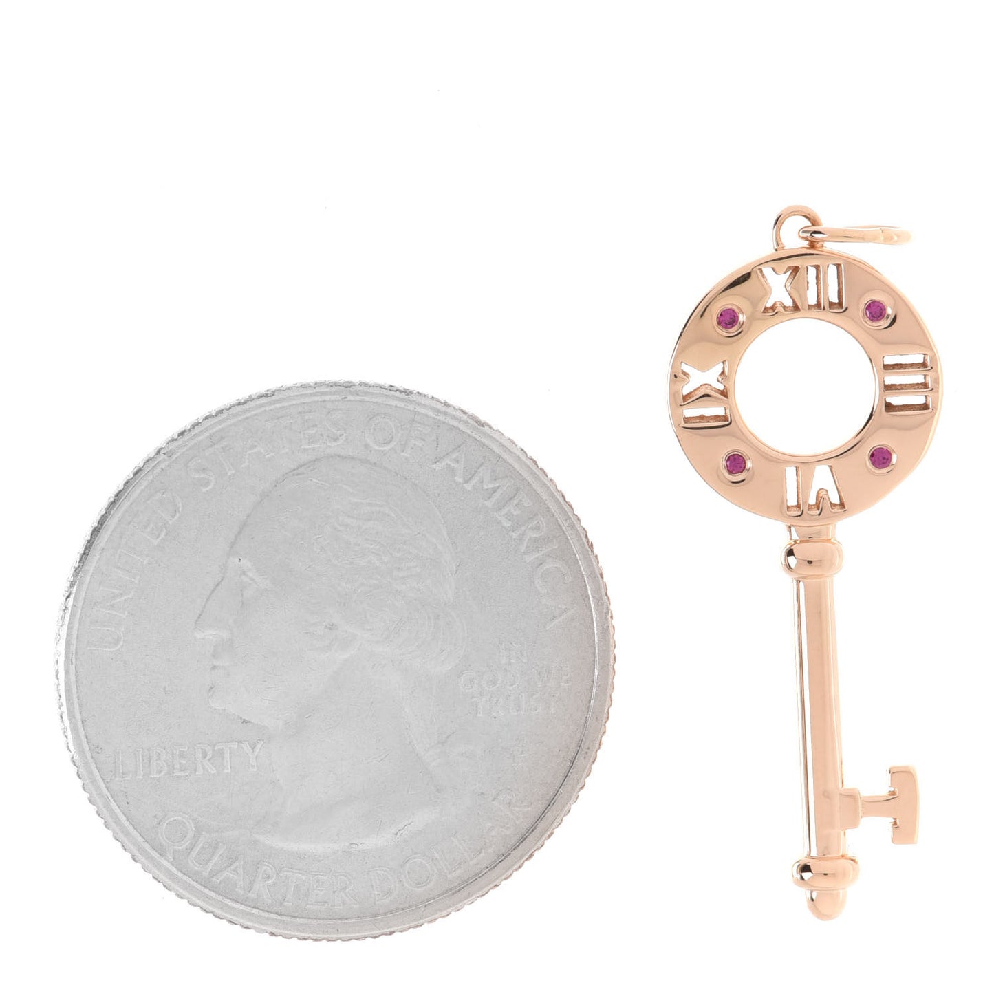 18K Rose Gold Ruby Atlas Pierced Key Pendant