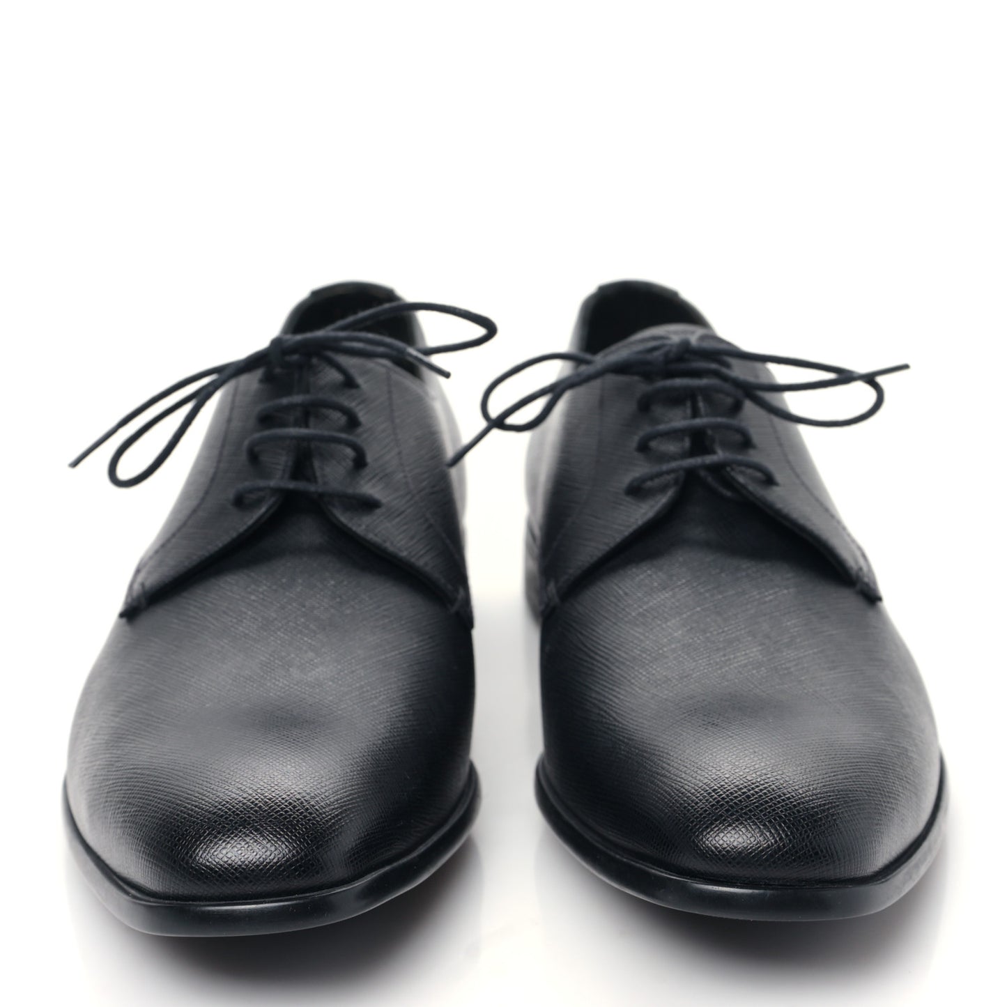 Saffiano Mens Plain Toe Derby Loafers 8.5 Black