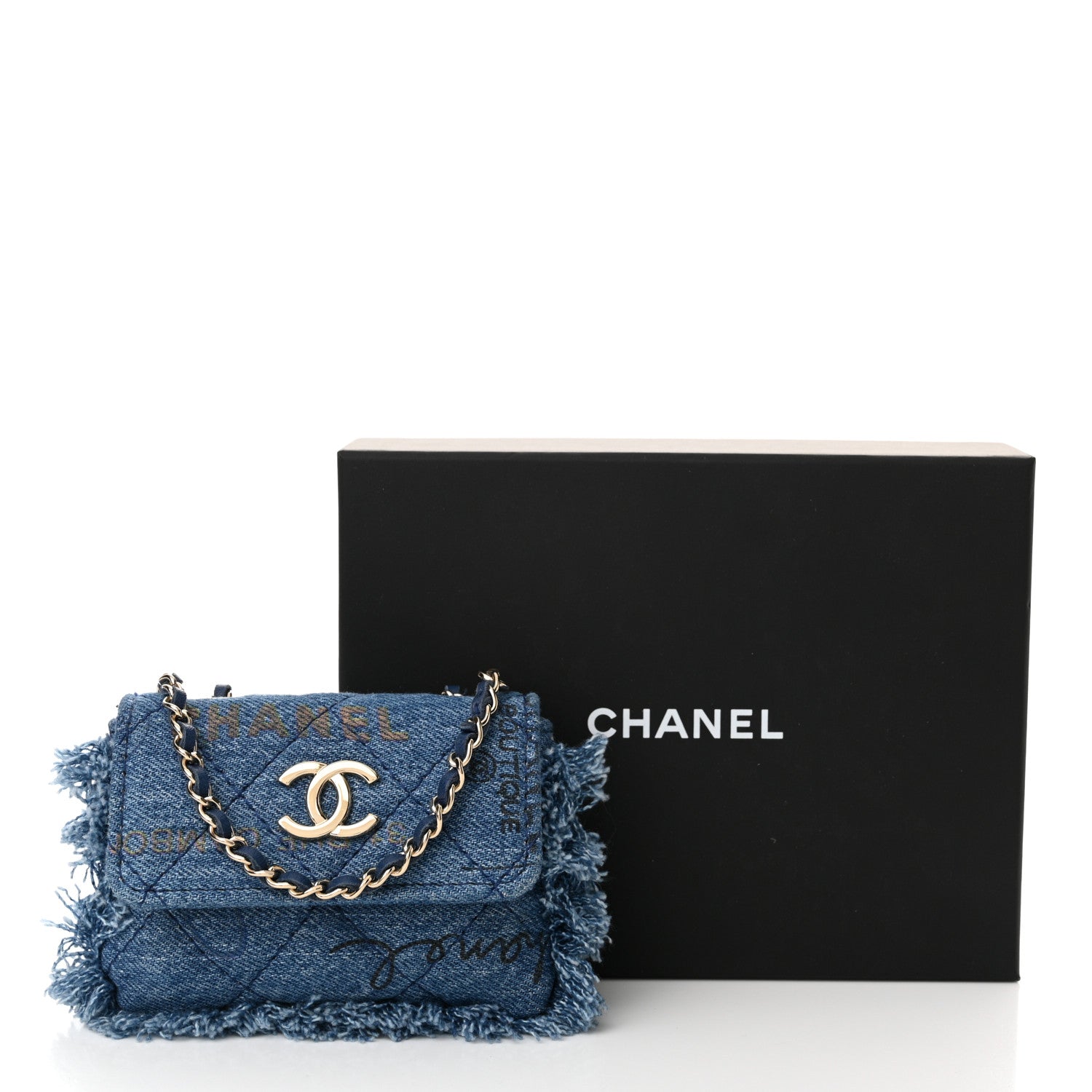 Chanel Denim Quilted Denim Mood Belt Bag Blue Multicolor 11 of 11