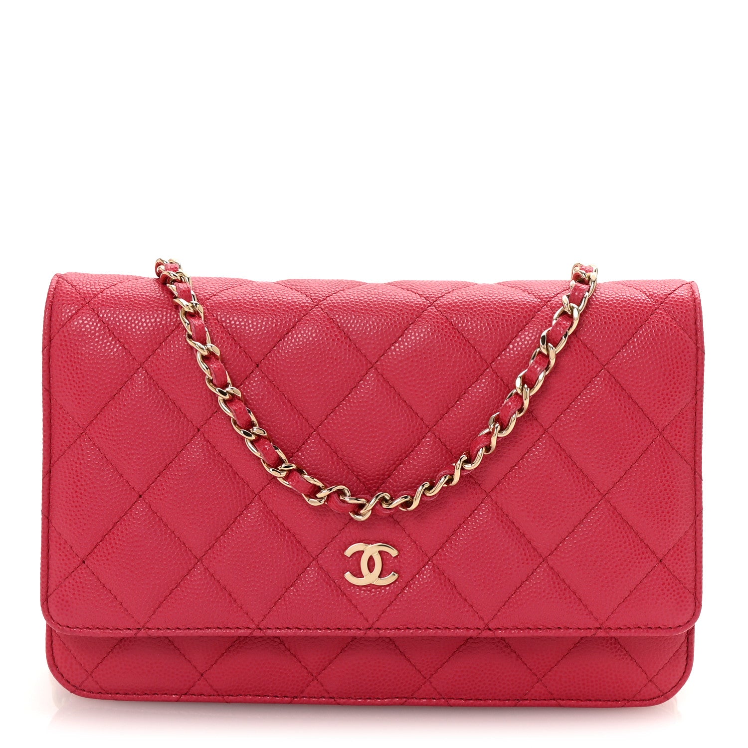 Chanel Caviar Quilted Wallet on Chain WOC Dark Pink 1 of 12