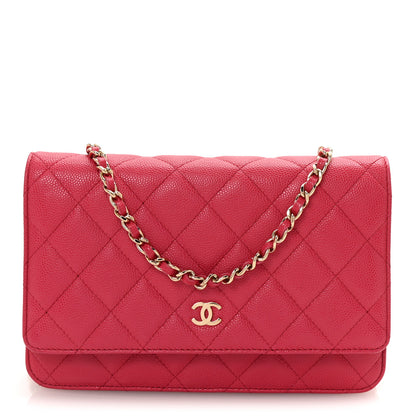 Chanel Caviar Quilted Wallet on Chain WOC Dark Pink 1 of 12