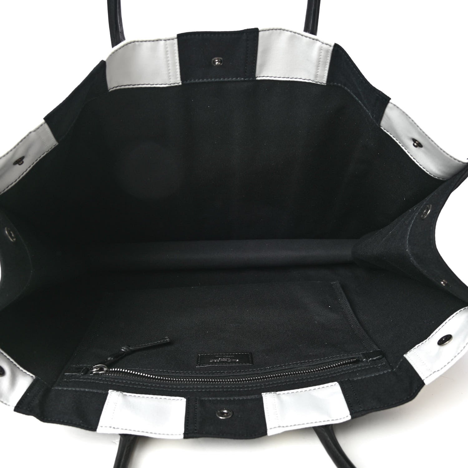 Saint Laurent Canvas Noe Striped Tote Black White 4 of 4