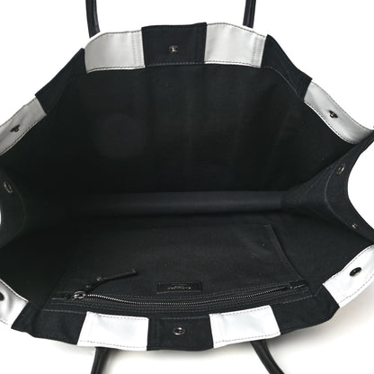 Saint Laurent Canvas Noe Striped Tote Black White 4 of 4